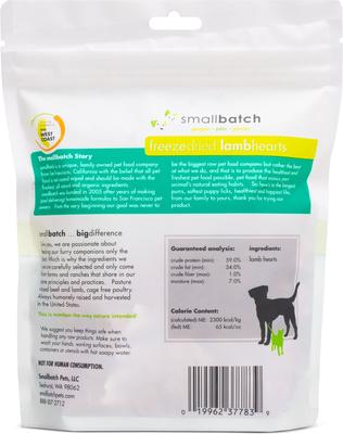 Show full view: Smallbatch Pets Lamb Hearts Grain-Free Adult Freeze-Dried Dog & Cat Treats, 3.5-oz bag slide 3 of 8