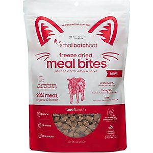 Smallbatch Pets Non-GMO Beef Meal Bites Freeze-Dried Cat Food, 10-oz bag