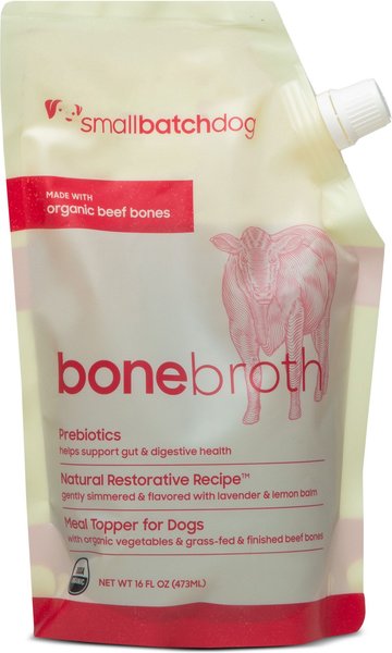 Smallbatch Pets Organic Shelf Stable Adult Beef Bone Broth Grain-Free Liquid Wet Dog Food Topper, 16-fl oz bottle