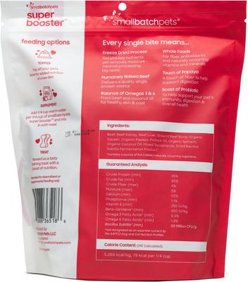 Show full view: Smallbatch Pets Super Booster Beef Bites Grain-Free Adult Freeze-Dried Dog & Cat Treats, 18-oz bag slide 3 of 9