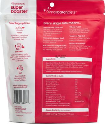 Show full view: Smallbatch Pets Super Booster Beef Bites Grain-Free Adult Freeze-Dried Dog & Cat Treats, 7-oz bag slide 3 of 9