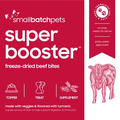 Show full view: Smallbatch Pets Super Booster Beef Bites Grain-Free Adult Freeze-Dried Dog & Cat Treats, 7-oz bag slide 7 of 9