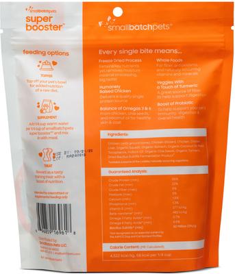 Show full view: Smallbatch Pets Super Booster Chicken Bites Grain-Free Adult Freeze-Dried Dog & Cat Treats, 18-oz bag slide 3 of 9