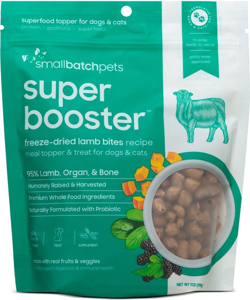 Smallbatch Pets Super Booster Lamb Bites Grain-Free Adult Freeze-Dried Dog & Cat Treats, 7-oz bag
