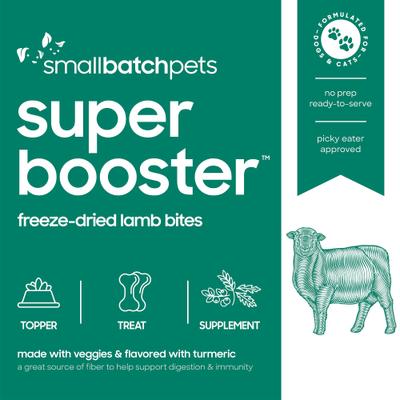 Show full view: Smallbatch Pets Super Booster Lamb Bites Grain-Free Adult Freeze-Dried Dog & Cat Treats, 7-oz bag slide 7 of 9