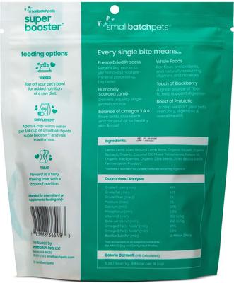 Show full view: Smallbatch Pets Super Booster Lamb Bites Grain-Free Adult Freeze-Dried Dog & Cat Treats, 7-oz bag slide 3 of 9