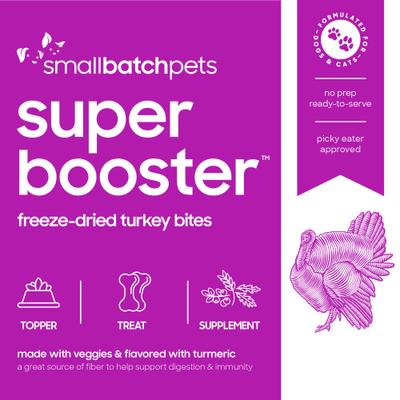 Show full view: Smallbatch Pets Super Booster Turkey Bites Grain-Free Adult Freeze-Dried Dog & Cat Treats, 18-oz bag slide 7 of 9