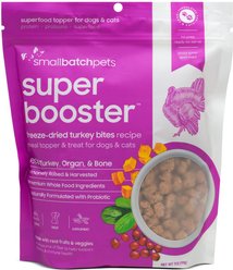 Smallbatch Pets Super Booster Turkey Bites Grain-Free Adult Freeze-Dried Dog & Cat Treats, 7-oz bag