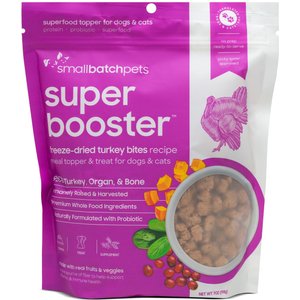 Smallbatch Pets Super Booster Turkey Bites Grain-Free Adult Freeze-Dried Dog & Cat Treats, 7-oz bag