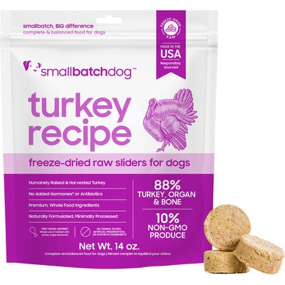 Smallbatch Pets Smallbatch Pets Turkey Freeze-Dried Raw Sliders Grain-Free Dry Dog Food, 14-oz bag