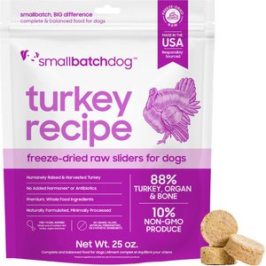 Smallbatch Pets Turkey Freeze-Dried Raw Sliders Grain-Free Dry Dog Food, 25-oz bag