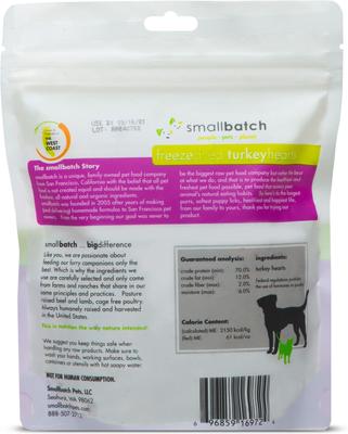 Show full view: Smallbatch Pets Turkey Hearts Grain-Free Adult Freeze-Dried Dog & Cat Treats, 3.5-oz bag slide 3 of 8