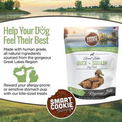 Show full view: Smart Cookie Barkery Great Lakes Duck & Squash Dog Treats, 5-oz bag slide 4 of 8