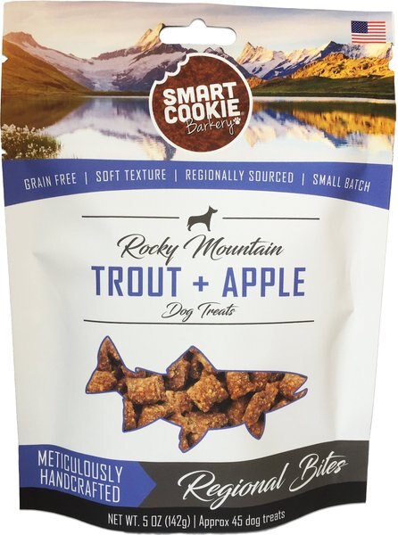 Smart Cookie Barkery Rocky Mountain Trout & Apple Grain-Free Dog Treats, 5-oz bag