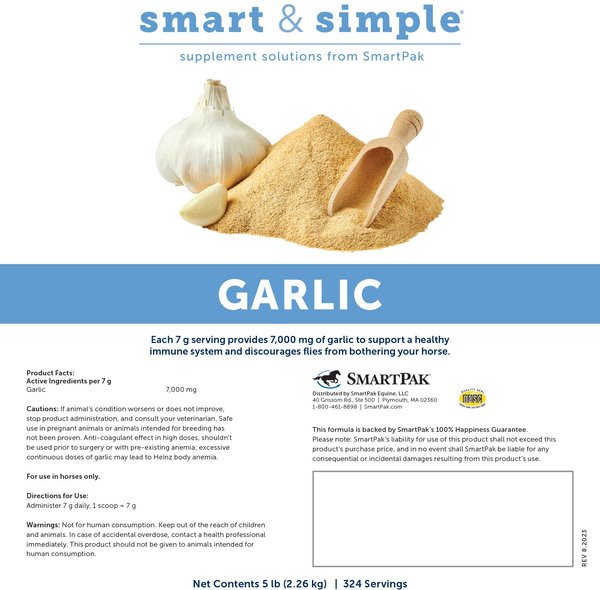 SmartEquine Smart & Simple Garlic Fly Insect Control Powder Horse Supplement, 5-lb tub
