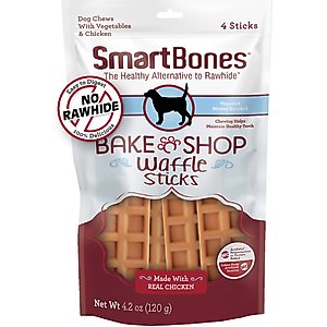 SmartBones Bake Shop Easily Digestible Chicken Waffle Stick Dog Chews, 4 count