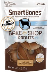 SmartBones Bake Shop Easily Digestible Donut Peanut Butter Dog Chews, 4 count