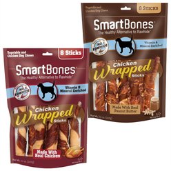 SmartBones Chicken Wrapped Sticks Peanut Butter Flavor + Chicken Wrapped Sticks Chicken Flavor Dog Treats