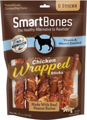 SmartBones Chicken Wrapped Sticks Peanut Butter Flavor + Chicken Wrapped Sticks Chicken Flavor Dog Treats slide 2 of 9