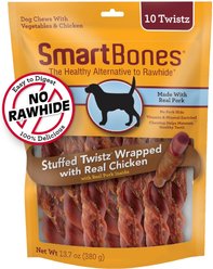 SmartBones Chicken Wrapped Stuffed Twistz Dog Treats, 10 count