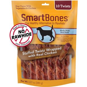 SmartBones Chicken Wrapped Stuffed Twistz Dog Treats, 10 count