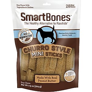 SmartBones Churro-Style Mini Sticks Dog Treats, 28 count