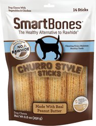 SmartBones Churro-Style Sticks Peanut Butter Flavor Dog Treats, 14 count