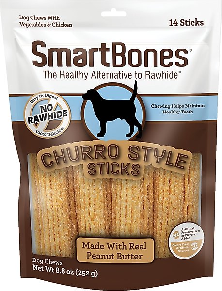 SmartBones Churro-Style Sticks Peanut Butter Flavor Dog Treats, 14 count