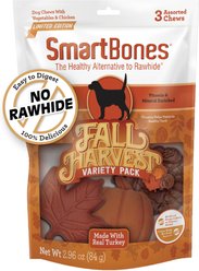 SmartBones Fall Variety Pack Real Turkey, Maple Bacon, & Pumpkin Spice Flavor Dog Chews, 3 count slide 1 of 9