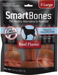SmartBones Large Beef Chew Bones Dog Treats, 3 count