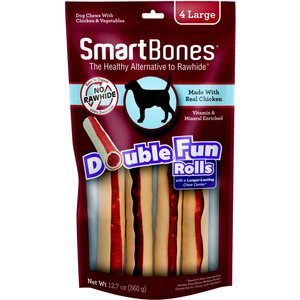 SmartBones Large DoubleTime Chicken Rolls Dog Treats, 4 count