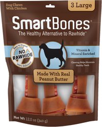 SmartBones Large Peanut Butter Chew Bones Dog Treats, 3 count