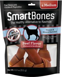 SmartBones Medium Beef Chew Bones Dog Treats, 4 count