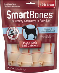 SmartBones Medium Chicken Chew Bones Dog Treats, 4 count