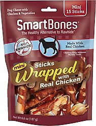 SmartBones Mini Chicken Wrapped Sticks Chicken Flavor Dog Treats, 15 count
