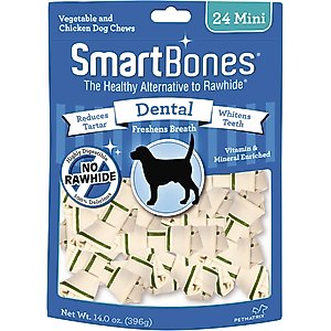 SmartBones Mini Dental Chew Bones Dog Treats, 24 count