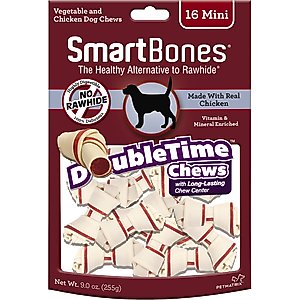 SmartBones Mini DoubleTime Chicken Chews Dog Treats, 16 count