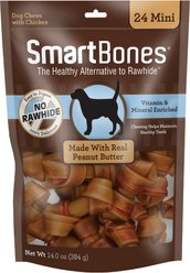 SmartBones Mini Peanut Butter Chew Bones Dog Treats, 24 count