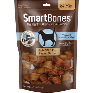 SmartBones Mini Peanut Butter Chew Bones Dog Treats, 24 count slide 1 of 6