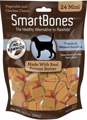 Show full view: SmartBones Mini Peanut Butter Chew Bones + SmartSticks Peanut Butter Chews Dog Treats slide 2 of 9