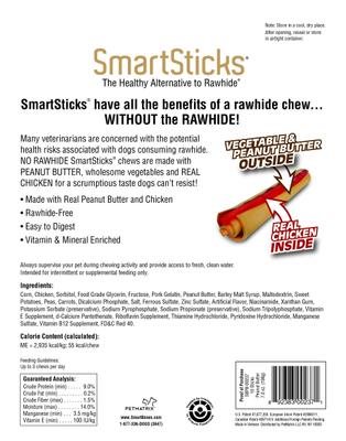 Show full view: SmartBones Mini Peanut Butter Chew Bones + SmartSticks Peanut Butter Chews Dog Treats slide 8 of 9