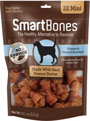 SmartBones Mini Peanut Butter Dog Treats, 32 count