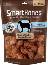 SmartBones Mini Peanut Butter Dog Treats, 56 count