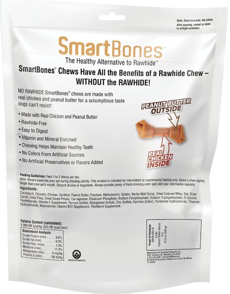SmartBones Peanut Butter Large Chews Dog Treats, 3 count