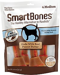 SmartBones Peanut Butter Medium Chews Dog Treats, 4 count