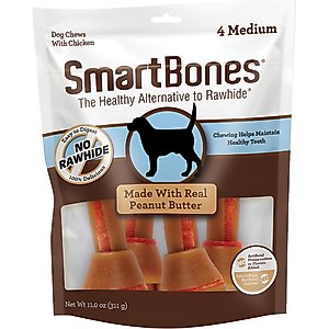 SmartBones Peanut Butter Medium Chews Dog Treats, 4 count