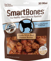 SmartBones Peanut Butter Mini Chews Dog Treats, 30 count