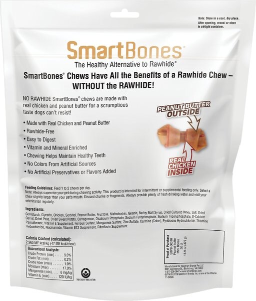 SmartBones Peanut Butter Mini Chews Dog Treats, 30 count