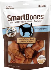 SmartBones Peanut Butter Mini Chews Dog Treats, 8 count