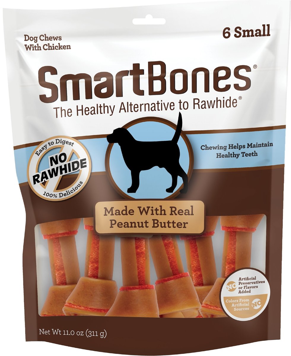 SmartBones Peanut Butter Small Chews Dog Treats, 6 count